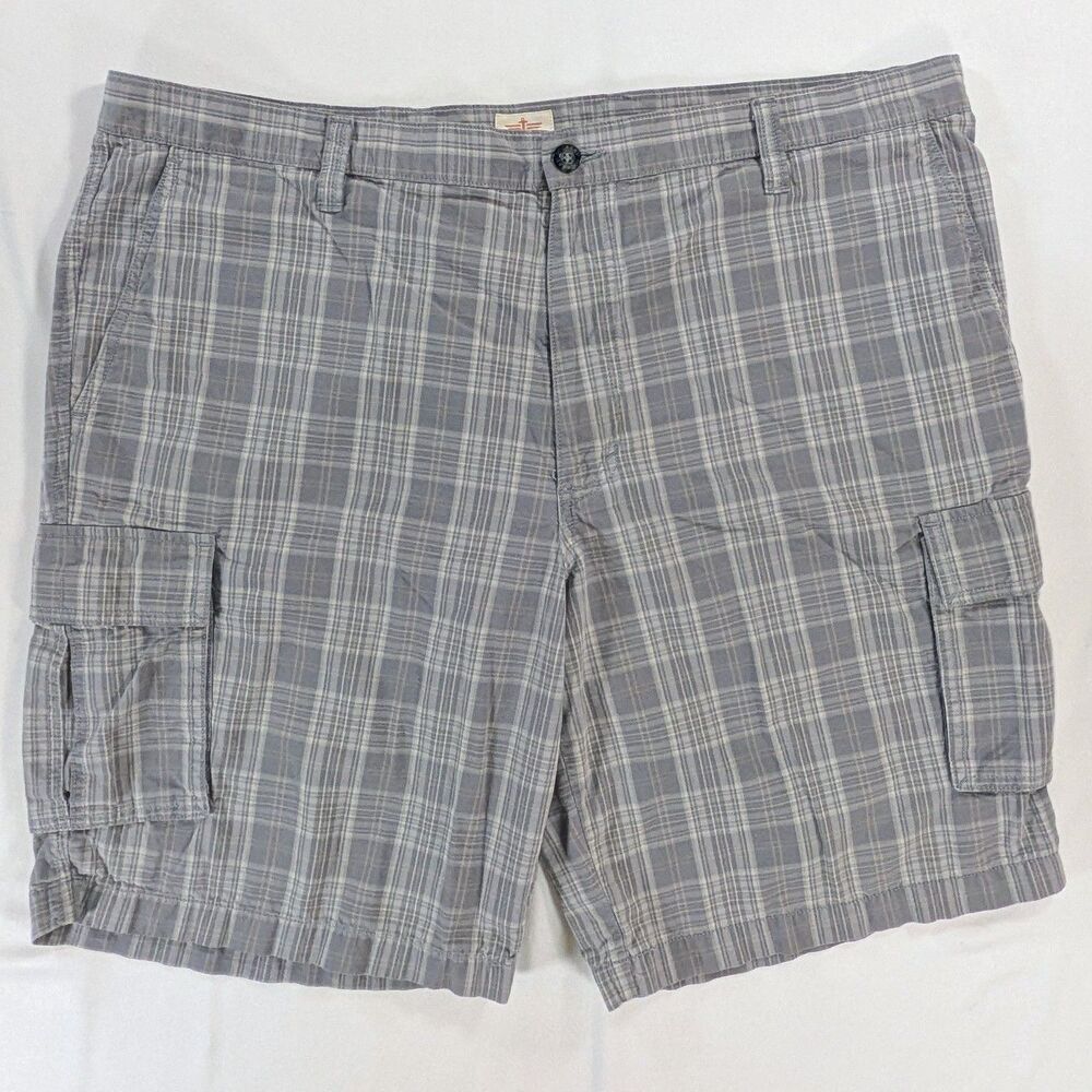 DOCKERS Men's Cargo Shorts Waist 42 Gray Plaid Flat Front skater grunge frat